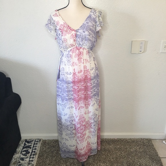 pink and purple maxi dress
